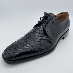 Calzoleria Toscana Italian Leather Oxford Shoes Men's 12M Black Woven Dress Dad